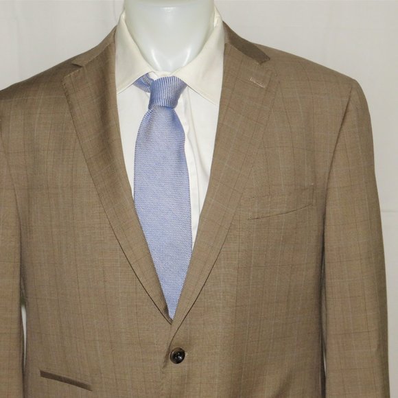 Trunk Club Custom Brown Plaid Two Button Blazer Sport Coat 44R - Picture 2 of 12